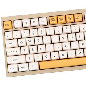 PBT Keycaps 137 toetsen XDA-profiel DYE-SUB Gepersonaliseerd Wit Geel Honing Melk Engels Toetsenbord Keycaps Geschikt voor Mechanisch Gaming Toetsenbord (Engels)