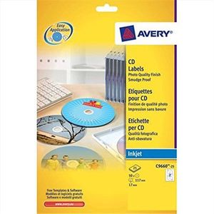 Avery L7676-25 - Full Face CD Laser Labels 117mm DIA L7676-25 (50Labels)
