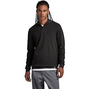 G-STAR RAW Heren Essential poloshirt met lange mouwen, zwart (dark black D287-6484), XS, Zwart (Dk Black D287-6484), XS