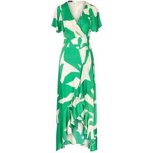 APART Fashion bedrukte satijnen jurk, groen-crème, 36
