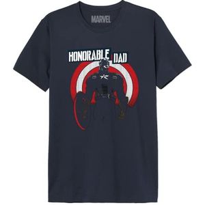 Marvel MEMARCOTS314 T-shirt voor heren ""Honorable Dad Captain America"", marineblauw, maat XXL, Marine, XXL