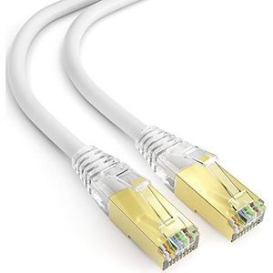 mumbi LAN-kabel 15m CAT 8 netwerkkabel afgeschermd F/FTP CAT8 Ethernet-kabel patchkabel RJ45 15 meter, wit