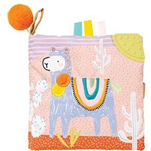 Manhattan Toy Zacht babyactiviteitenboek met lama-thema met pieper, kreukpapier en babyveilige spiegel, veelkleurig