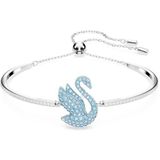 Swarovski Iconic Swan armband, Swan, Blauw, Rodium toplaag