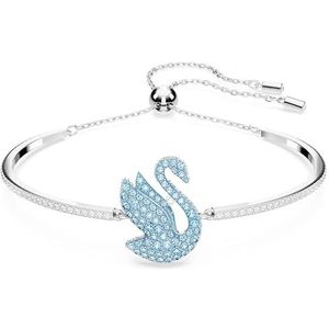Swarovski Iconic Swan armband, Swan, Blauw, Rodium toplaag