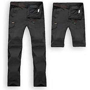 JIANYE Wandelbroek voor dames en heren, afritsbaar, waterdicht, sneldrogend, afneembare broek met riem, zwart, XL