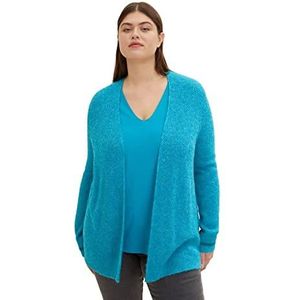 TOM TAILOR Dames Plusize cardigan 1035029, 30561 - Teal Blue Melange, 50