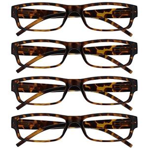 The Reading Glasses Company Bruin Schildpadschild Lichtgewicht Comfortabele Lezers Waarde 4 Pack Designer Stijl Mens Womens UVR4PK032BR +3.00