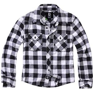 Brandit Checkshirt voor kinderen, houthakkershemd, maten 122 tot 176, wit/zwart, 170/176 cm