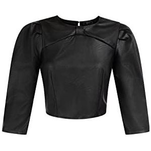 paino Dames kunstleren blouse 19525718-PA01, zwart, L, zwart, L