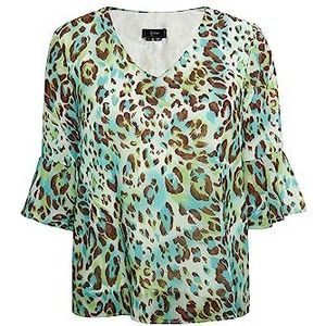 SAPELLO dames blouseshirt, turquoise meerkleurig, S