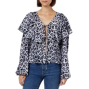 Sookie Damesblouse, Zwart Wit Leo, M