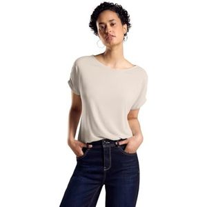 T-shirt met plooien, Smooth Sand Beige, 34