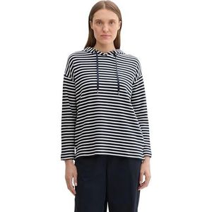TOM TAILOR Sweatshirt voor dames, 32397 - Navy Offwhite Stripe, M