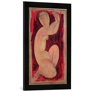 Ingelijste afbeelding van Amedeo Modigliani Red Caryatid, 1913"", kunstdruk in hoogwaardige handgemaakte fotolijsten, 40 x 60 cm, mat zwart