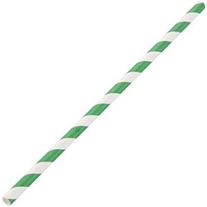 Fiesta Groene Composteerbare papieren rietjes groene strepen (Pack van 250)