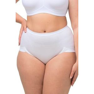 Ulla Popken Grote maten dames grote maat tot 58+, kantoorslip, jersey-onderbroek, effen, basic ondergoed, snijdt niet, 497459, wit (wit 20), 46-48
