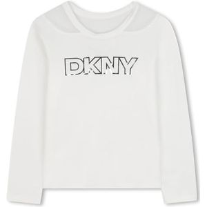 DKNY D62408 T-shirt voor meisjes, Wit, 10 Jaren