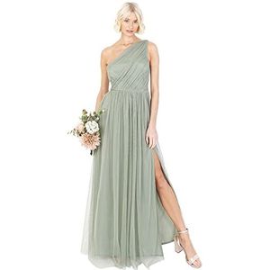 Womens dames maxi een koude schouder jurk met split split mouwloze prom bruiloft gast bruidsmeisje bal avondjurk koraal roze maat 8 UK, Bos Groen, 36 EU