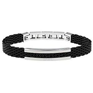 BREIL - Herenarmband SNAP Collectie TJ2742 – Zwarte Armband met Roestvrijstalen Element - Maximale lengte 17,5 cm