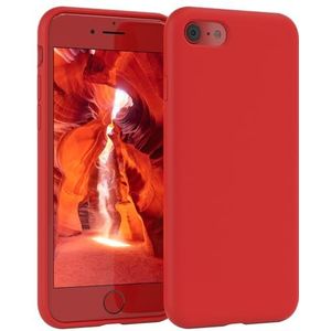 EAZY CASE premium siliconen mobiele telefoon case case voor iPhone SE 2022 slanke cover met camera bescherming en binnenvoering siliconen hoesje beschermhoes bumper cover in Rood