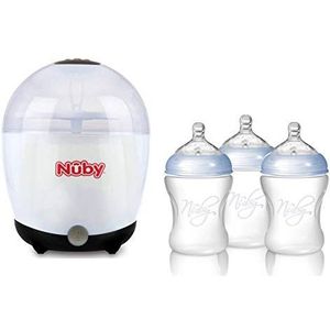 Nuby NTVP39 Vaporisator/Sterilisator voor 5 flessen en accessoires inclusief 3x PP fles, 240 ml, wit