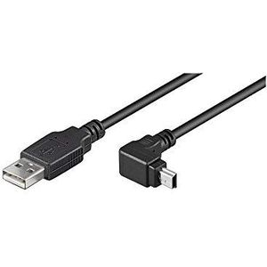 Goobay 93971 USB 2.0 naar 90 graden USB 2.0 Mini Type B-kabel 480 Mbits/USB A naar Mini B USB haakse stekker adapterkabel/GoPro - kaartlezer - hubs/zwart / 1,8 m
