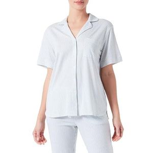 Donkergroen Gestreepte Pyjama - Korte Mouwen - Knoopsluiting - V-hals