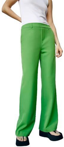 Object Objlisa Wide Pant Noos stoffen broek voor dames, Vibrant Green, 40