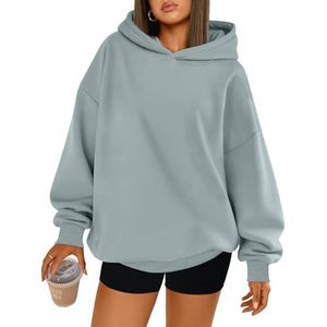 Trendy Queen Womens Oversized Hoodies Comfy Sweatshirts Fall Fashion 2025 Outfits Casual Tops Fleece Clothes with Pockets LightGreen M