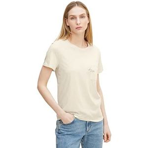 TOM TAILOR mine to five Dames T-shirt met borstzak 1030565, 10354 - Soft Beige Solid, XXL
