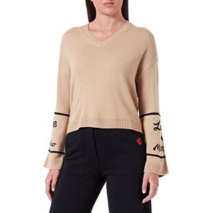 Love Moschino Damestrui met V-hals, Melange Rust Light Brown, 40
