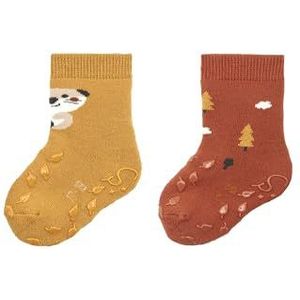 Sterntaler ABS kruipsokken dubbelpak flanel, goudbruin, 22 EU