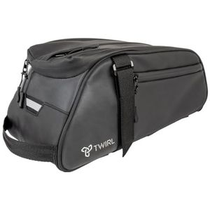 TWIRL fietstas voor bagagedrager, 6 liter reflex met geïntegreerde schouderriem, bagagedragertas, fietsachtertas, zwart/grijs