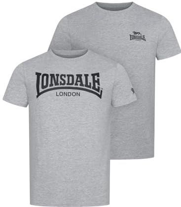 Lonsdale Heren T-shirt normale pasvorm dubbelpak PIDDINGHOE, Marl Grey/Black, XXXL, Marl Grijs/Zwart, 3XL