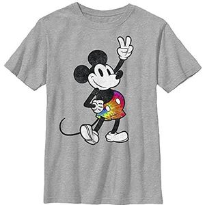 Disney Characters Tie Dye Mickey Stroked Boy's Crew Tee, Athletic Heather, X-Small, Athletic Heather, XS