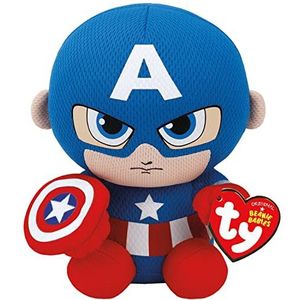 TY 41189 Captain America pluche, blauw/rood/wit, 16 cm