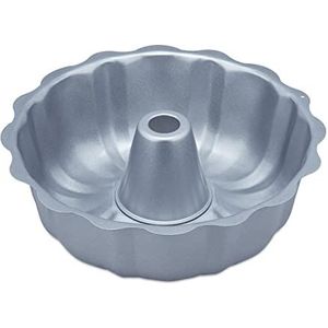 Relaxdays tulband bakvorm 24 cm - staal - ronde cakevorm - tulbandvorm keuken - zilver