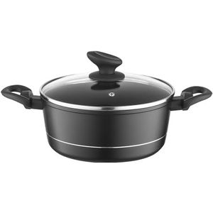 FLORINA Aluminium Pan (3 l) 22 cm I Kookpan DELUX met Glazen Deksel I Maatbeker & Krasbestendige Coating I Geschikt voor Inductiekookplaat, Gaskookplaat en Elektrische Kookplaat (Zwart)