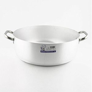 Pentole Agnelli Professionele aluminium braadpan 3 mm dik met 2 handgrepen, 32 liter, staal, zilver, 50 cm