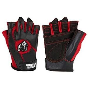 Gorilla Wear - Mitchell trainingshandschoenen - zwart/rood - bodybuilding en fitness accessoires voor dames en heren logo ondersteuning betere grip, XL