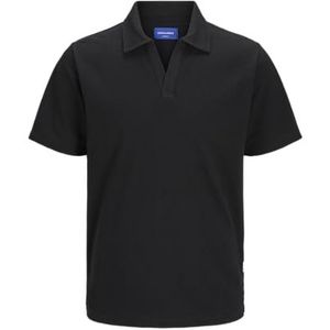 JACK & JONES Joralmeria Texture Polo Ss voor heren, zwart, L