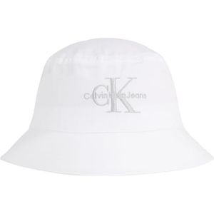 Calvin Klein Jeans Dames monogram emmer hoed andere hoed, wit, één maat, Wit/Zilver Logo, Eén Maat
