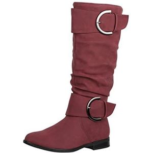 Elara Dames Laarzen Slip-on Laarzen Chunkyrayan JY1989 Wine-40