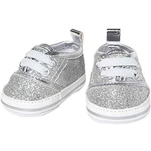 Heless 147 glitter-sneakers voor poppen, in zilver, maat 38-45 cm, chique schoenen met wow-effect voor speciale gelegenheden