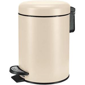 Afvalemmer - Natuurlijk - Roestvrij Staal/PP - 3 Liter - Pedaalemmer met Uitneembare Binnenemmer