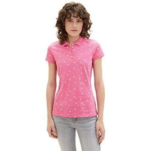 TOM TAILOR Basic Slim Fit Poloshirt voor dames, 32659 - roze bloemendesign, XS