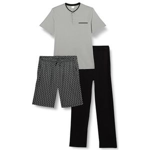 Dagi Pyjama met korte mouwen en drievoudige bruidegom voor heren, Grijs, XL