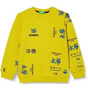 United Colors of Benetton Jongens-sweatshirt met lange mouwen en ronde hals, 61c allover-fantasy-oker, 130 cm