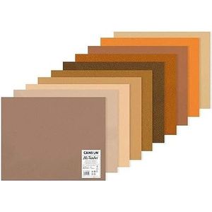Zak met 10 vellen, half gekleurd, 50 x 65 cm, 160 g/m², verschillende kleuren bruin (10 stuks)